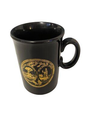 Vintage South Carolina State Seal Mug Black Gold Ceramic Coffee Cup Made in Engl